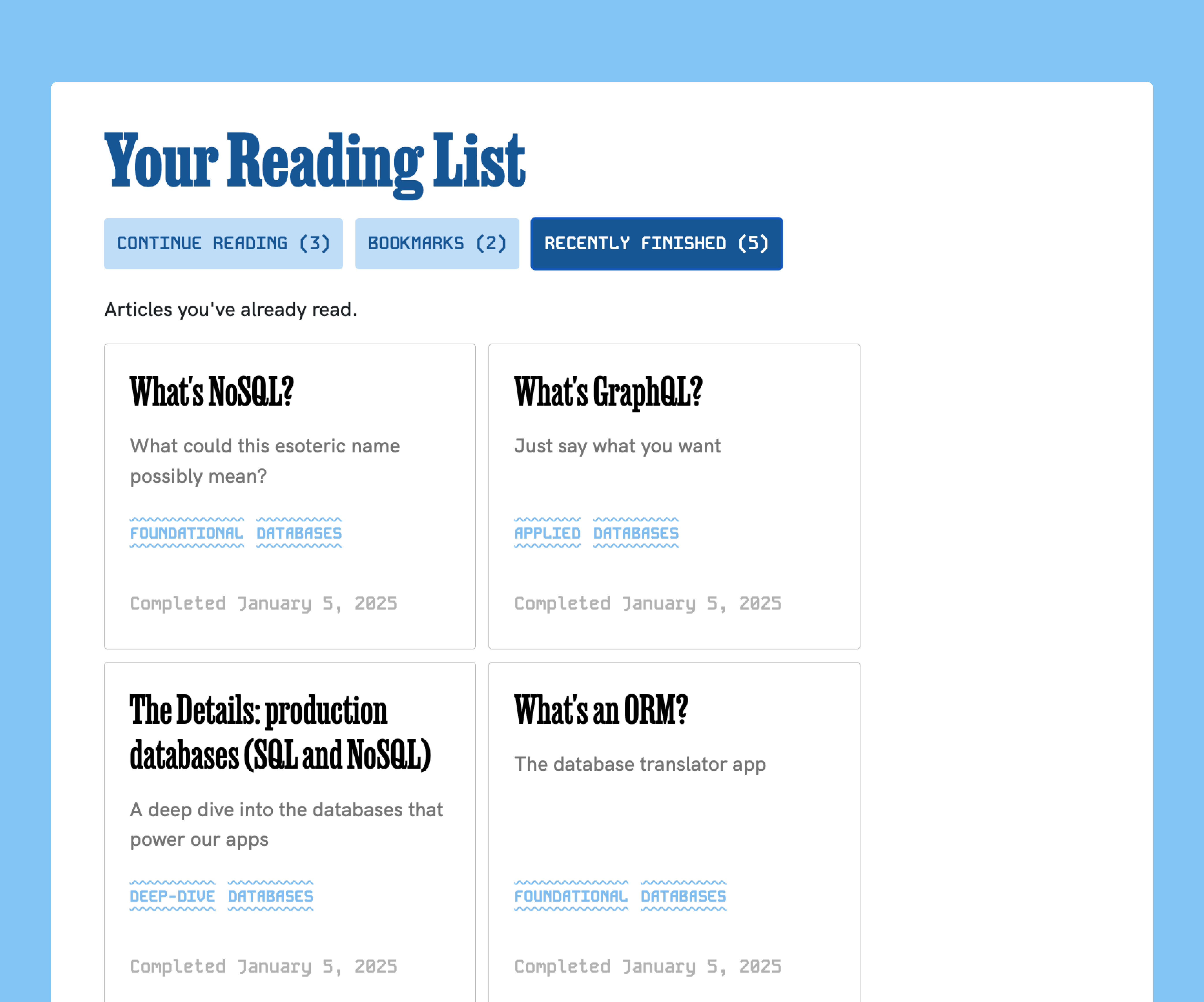 Reading List Screenshot